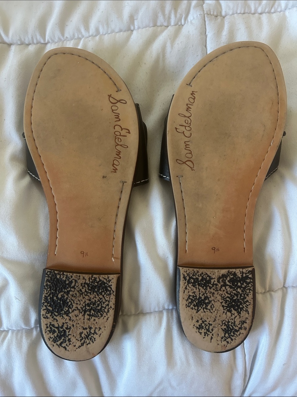 Sam Edelman Black Leather Buckle Slide Sandals - size 9.5 - Picture 2 of 3